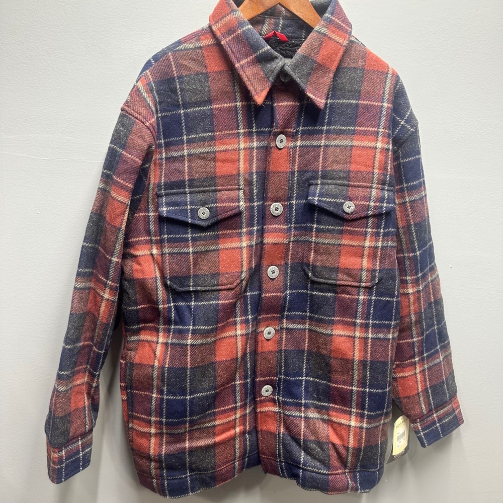 Woolrich Sherpa Lined Plaid Shirt Jacket L NWT Minor Storage Nips